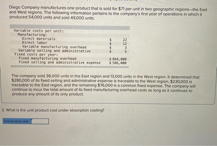 Company manufactures diego solved transcribed text show sold