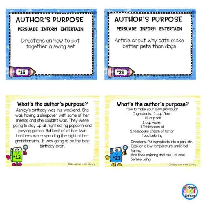 Author's purpose task cards pdf