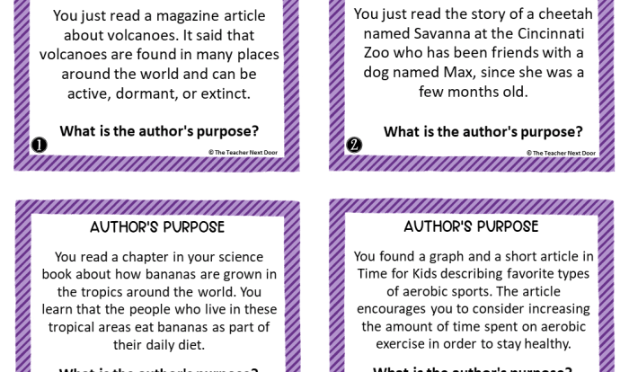 Author's purpose task cards pdf