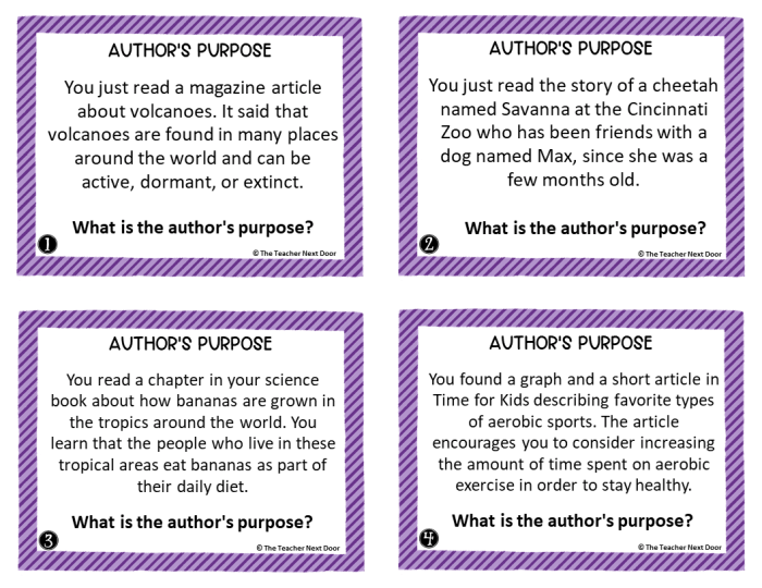 Author's purpose task cards pdf