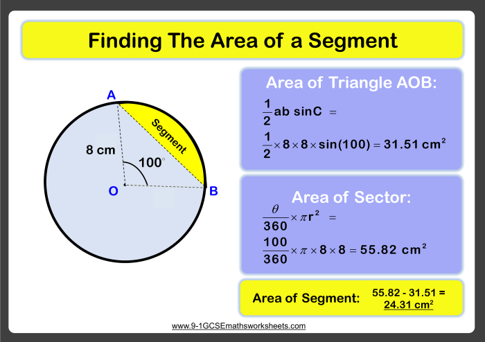 Circle segments worksheet answer key