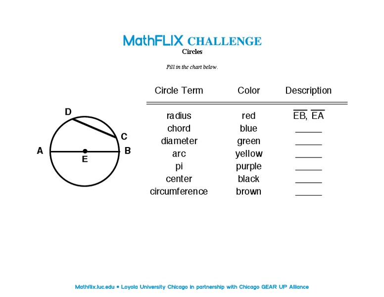 Circle segments worksheet answer key