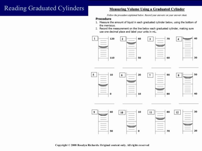 Reading graduated cylinders worksheet answers